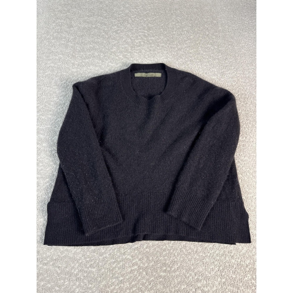 Enza Costa Sweater Womens Small Black 100%‎ Cashmere Crewneck Pullover Knit